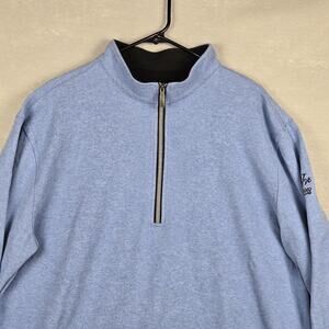 Straight Down Pullover Quarter Zip Sweater Wawashkamo Golf Club Logo Blue XXL